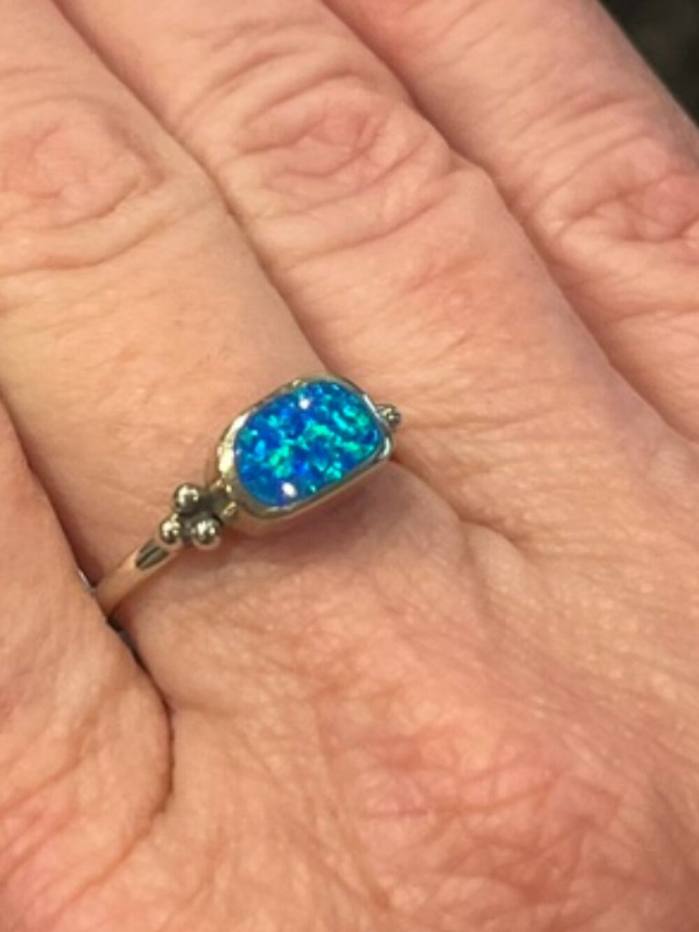 Fiery Opal Ring – Signed/Stamped 925 Sterling Silver – Bezel Set w/ Side Accents